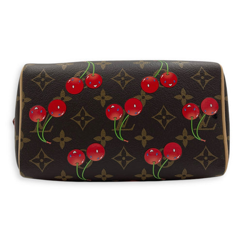 x Takashi Murakami Speedy 20 Brown Top Handle Bag in Cherry Monogram Coated Canvas, Gold hardware
