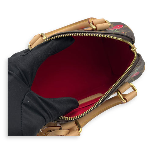 x Takashi Murakami Speedy 20 Brown Top Handle Bag in Cherry Monogram Coated Canvas, Gold hardware