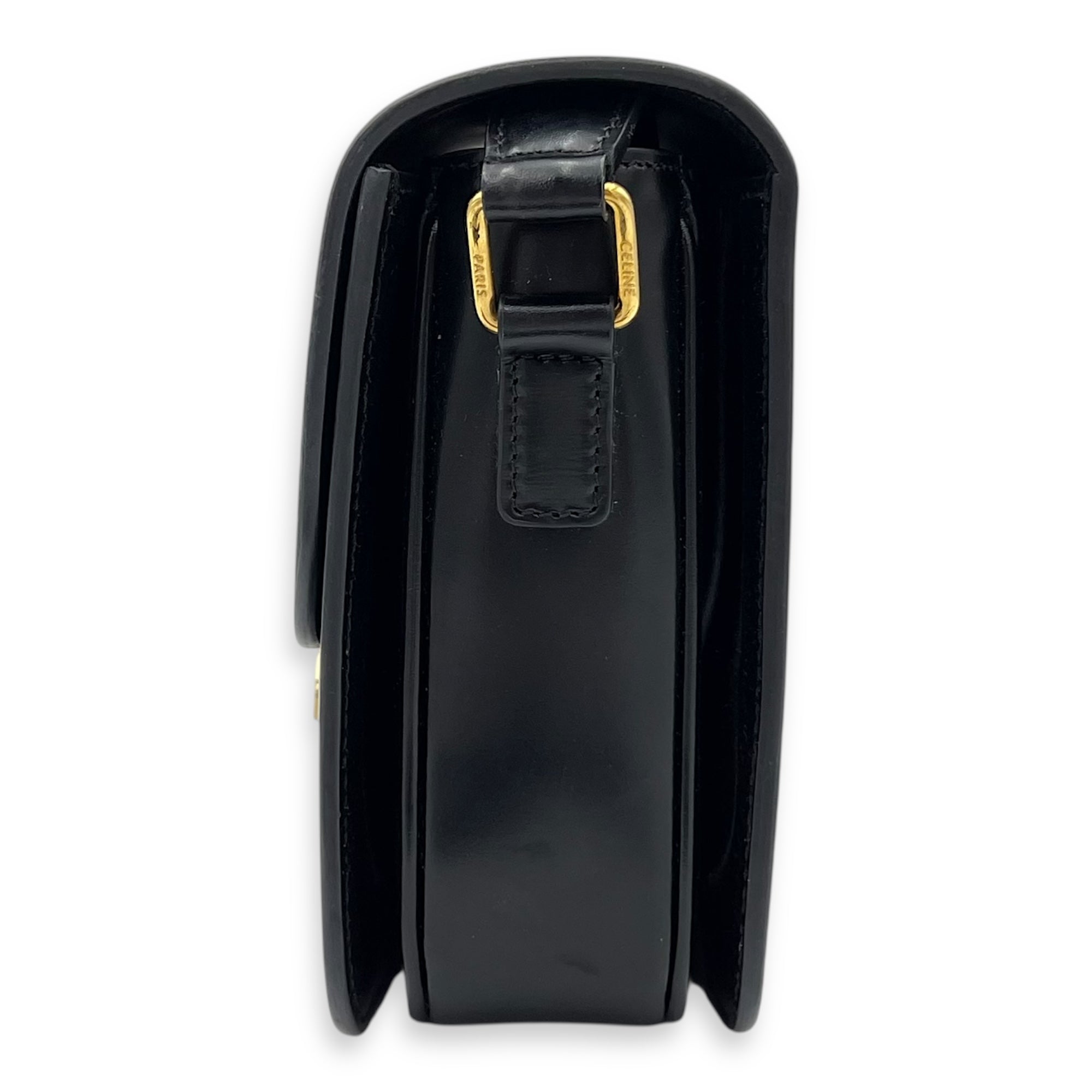 Triomphe Shoulder Bag Black in Calfskin, Gold hardware