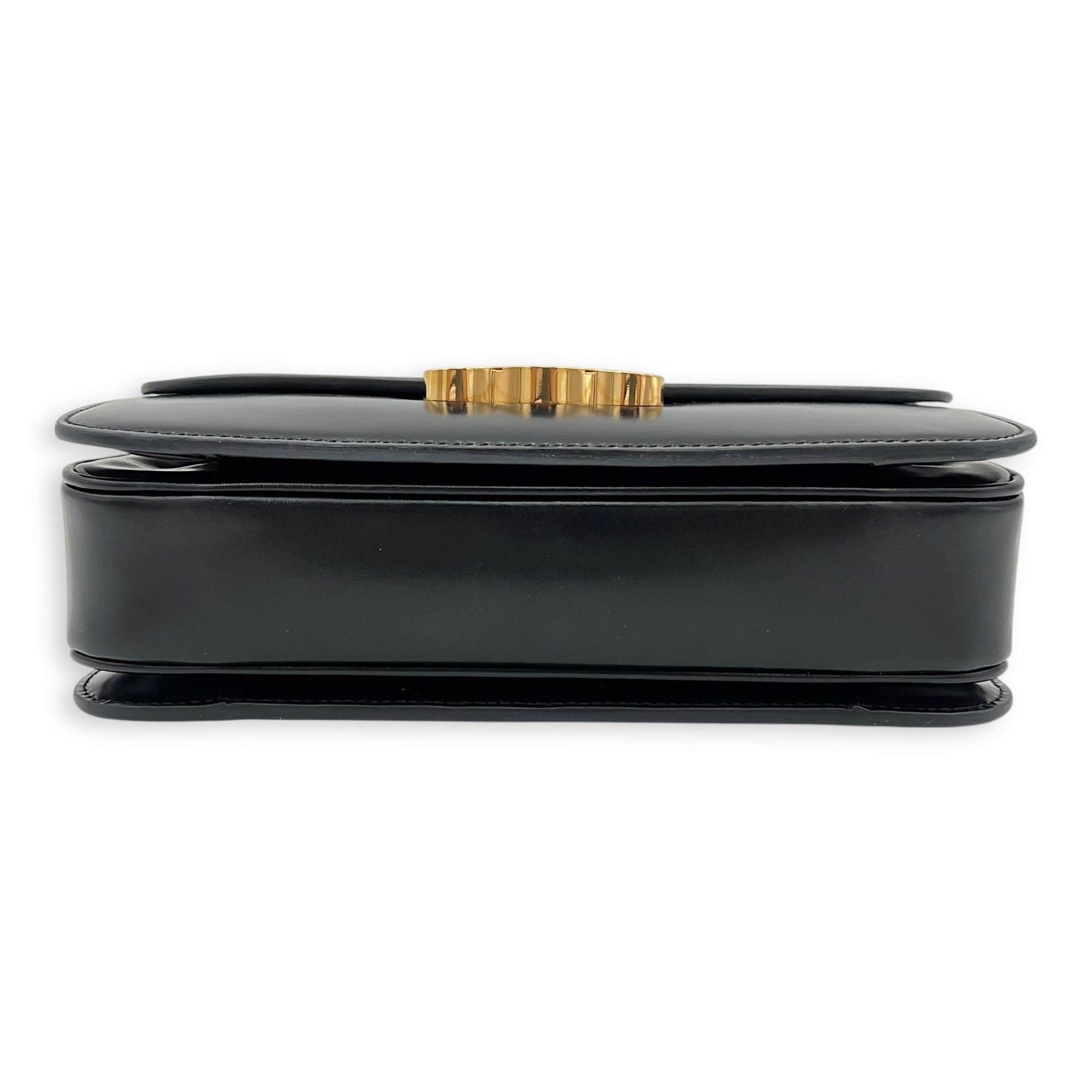 Triomphe Shoulder Bag Black in Calfskin, Gold hardware