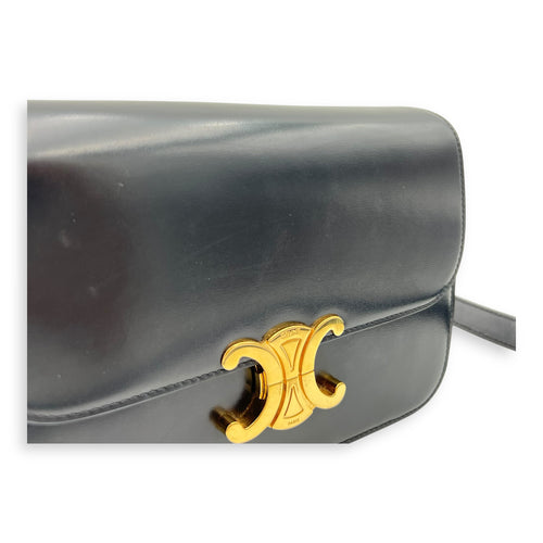 Triomphe Shoulder Bag Black in Calfskin, Gold hardware