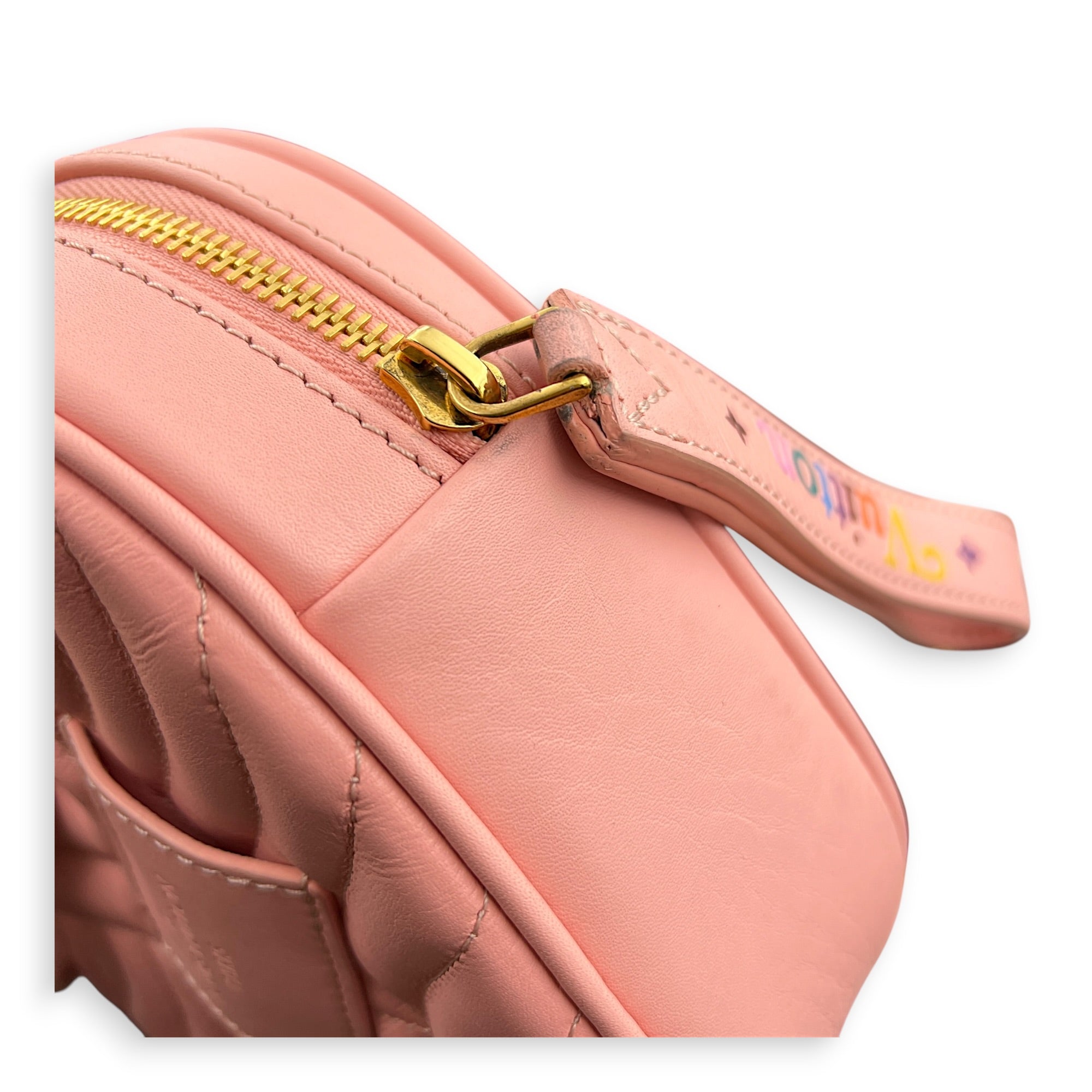 New Wave Love Lock Shoulder Bag Pink in Calfskin, Gold hardware