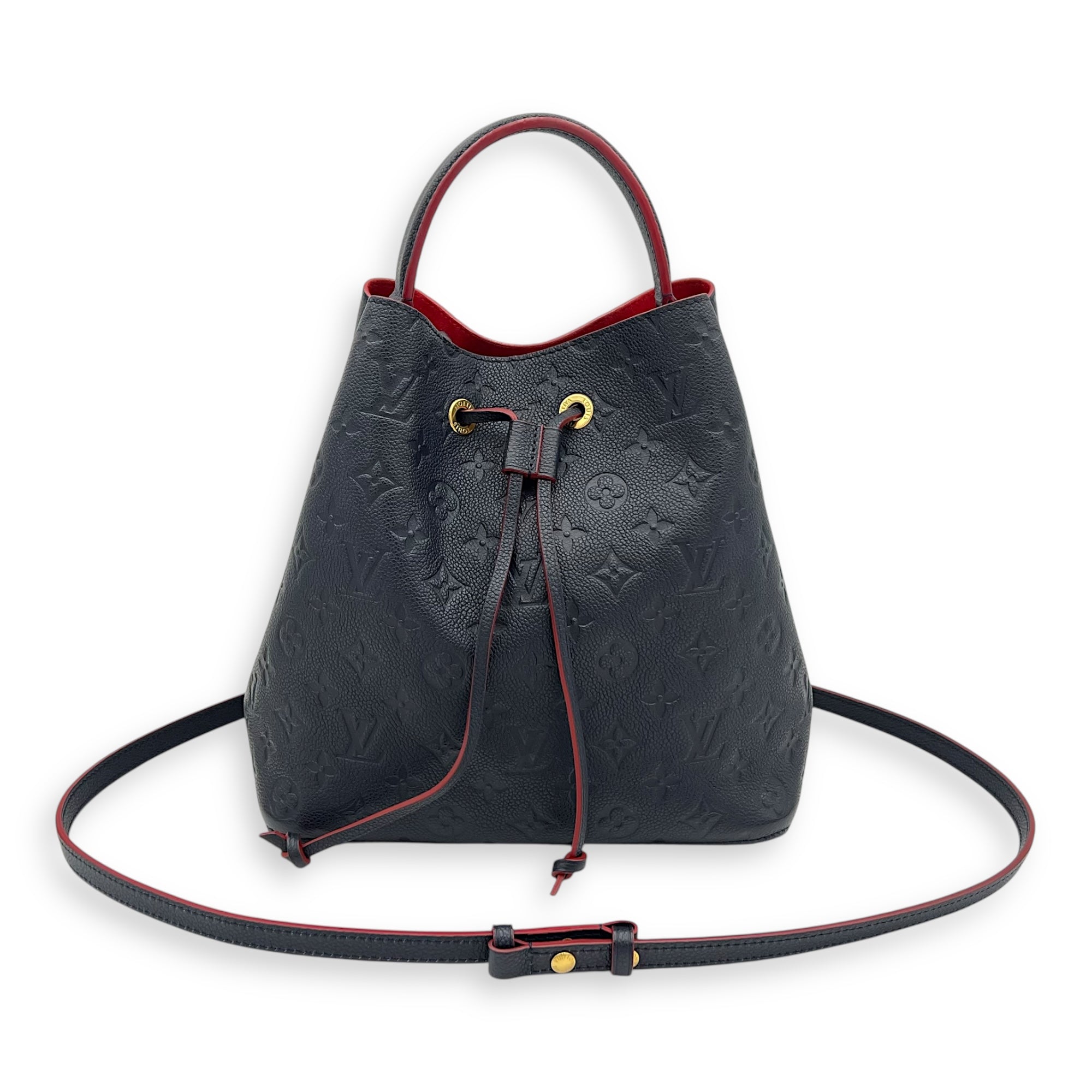 NeoNoe Bucket Bag Blue in Empreinte Leather, Gold hardware