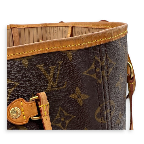 Neverfull Tote Bag MM Brown in Monogram Coated Canvas, Gold hardware