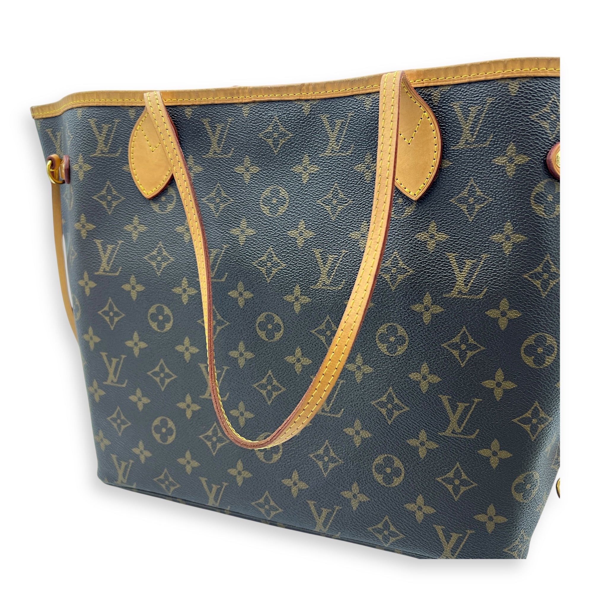 Neverfull Tote Bag MM Brown in Monogram Coated Canvas, Gold hardware