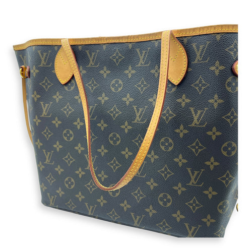 Neverfull Tote Bag MM Brown in Monogram Coated Canvas, Gold hardware