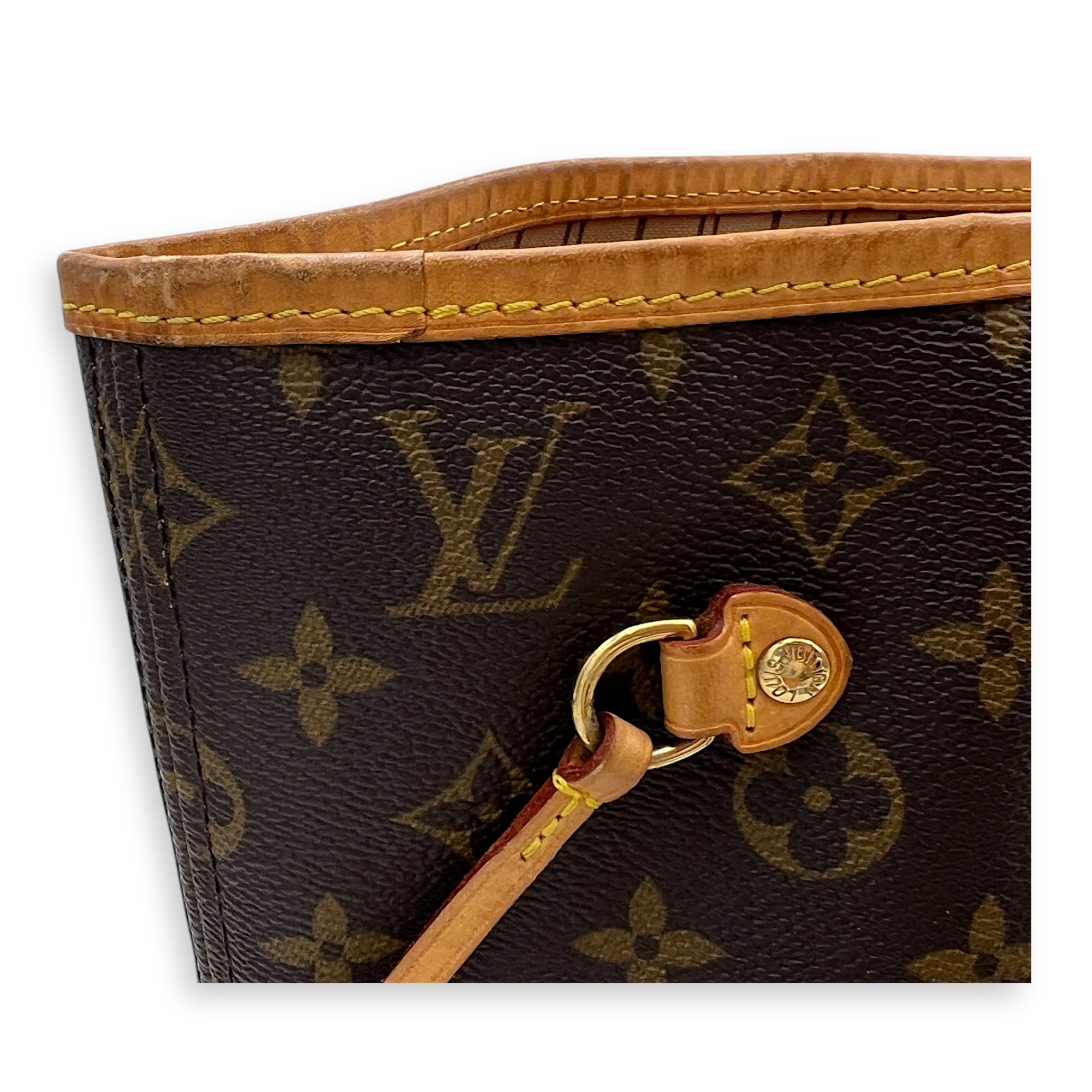 Neverfull Tote Bag MM Brown in Monogram Coated Canvas, Gold hardware