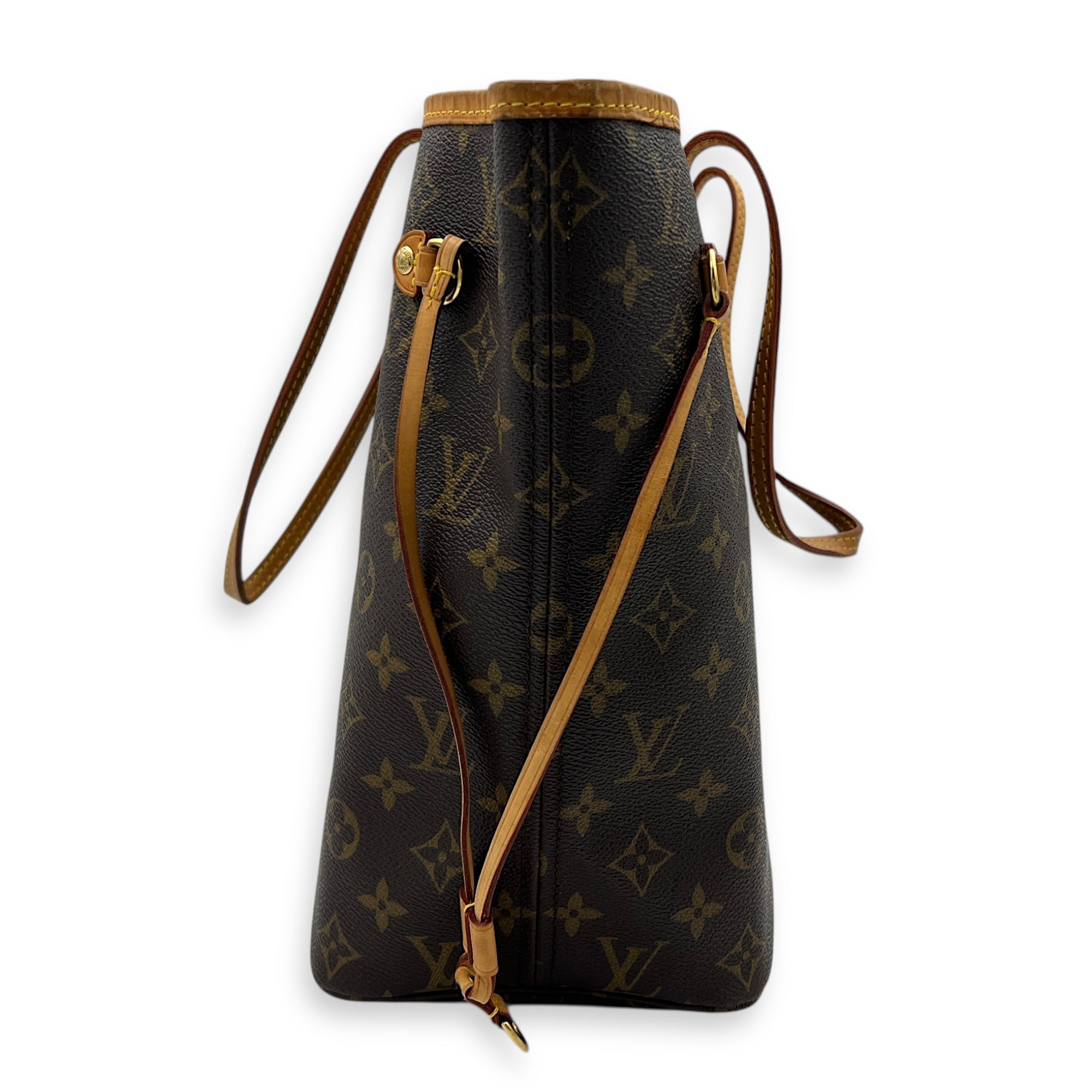 Neverfull Tote Bag MM Brown in Monogram Coated Canvas, Gold hardware