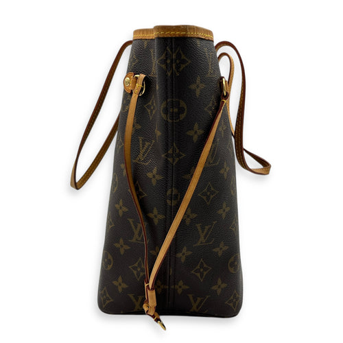 Neverfull Tote Bag MM Brown in Monogram Coated Canvas, Gold hardware