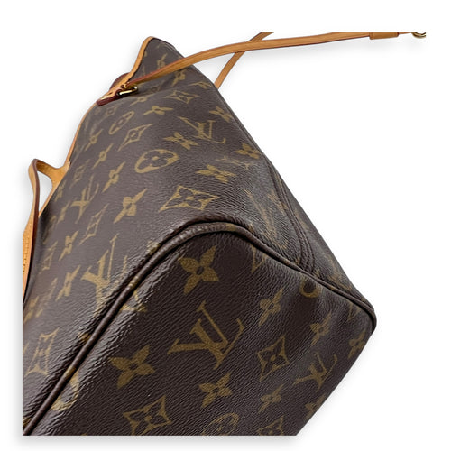 Neverfull Tote Bag MM Brown in Monogram Coated Canvas, Gold hardware