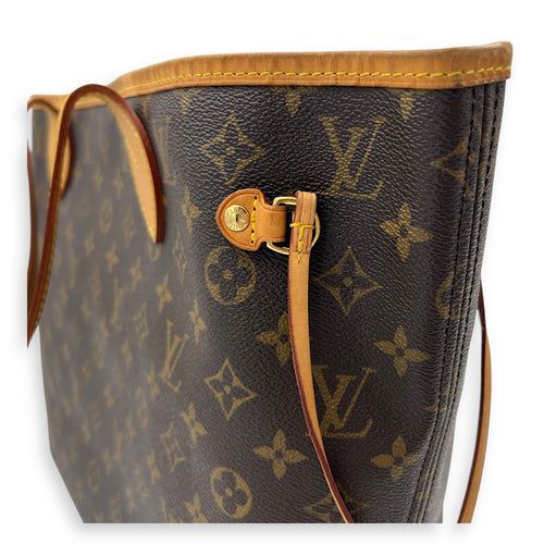 Neverfull Tote Bag MM Brown in Monogram Coated Canvas, Gold hardware