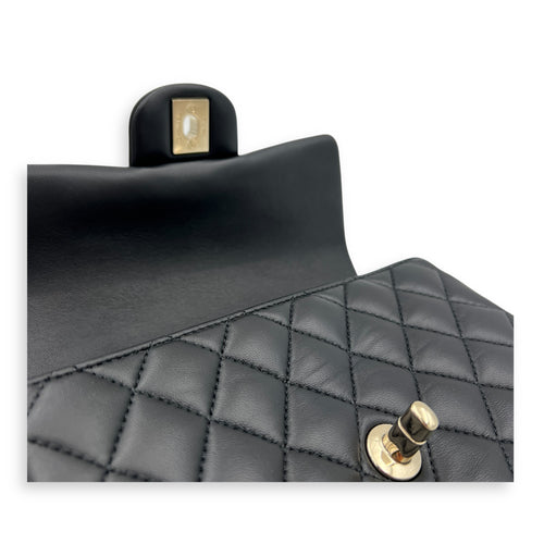 CC Rectangle Black Top Handle Bag in Lambskin, Gold hardware