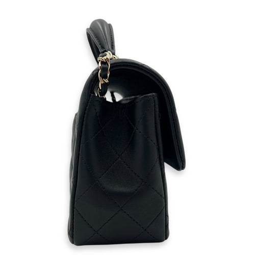 CC Rectangle Black Top Handle Bag in Lambskin, Gold hardware