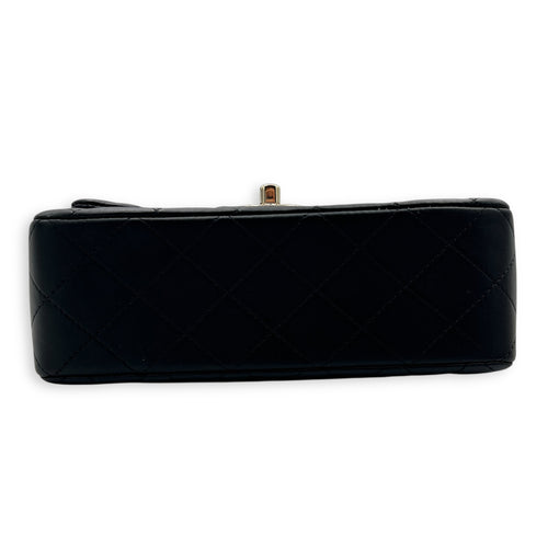 CC Rectangle Black Top Handle Bag in Lambskin, Gold hardware