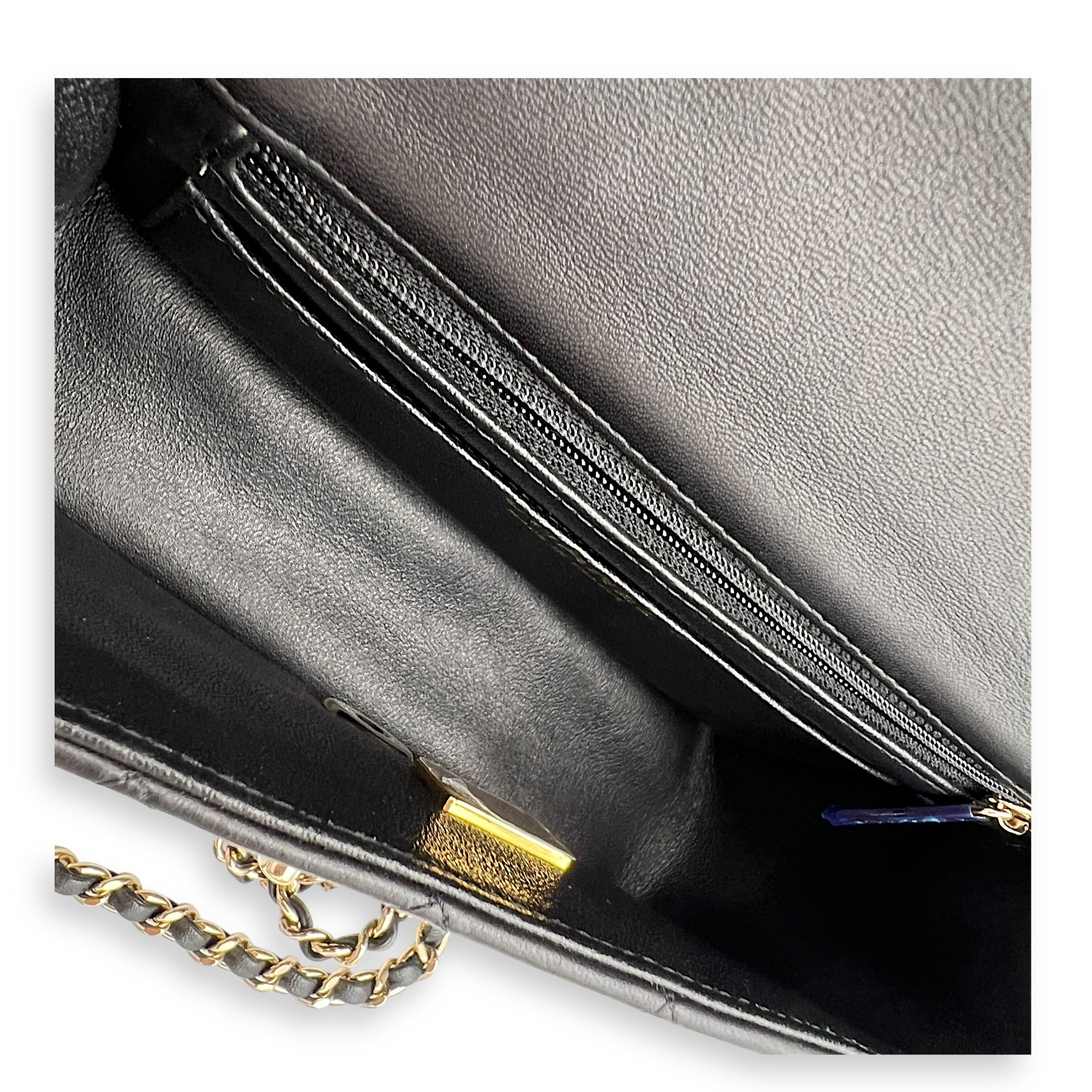 CC Rectangle Black Top Handle Bag in Lambskin, Gold hardware
