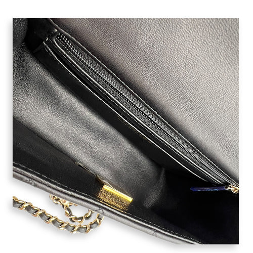 CC Rectangle Black Top Handle Bag in Lambskin, Gold hardware