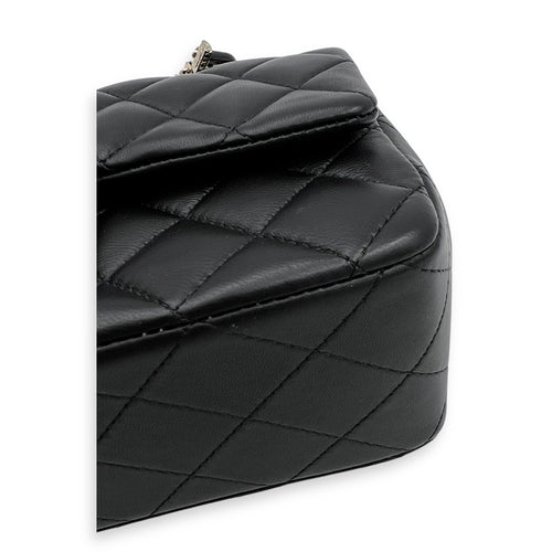 CC Rectangle Black Top Handle Bag in Lambskin, Gold hardware