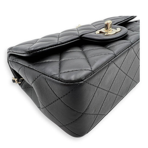 CC Rectangle Black Top Handle Bag in Lambskin, Gold hardware