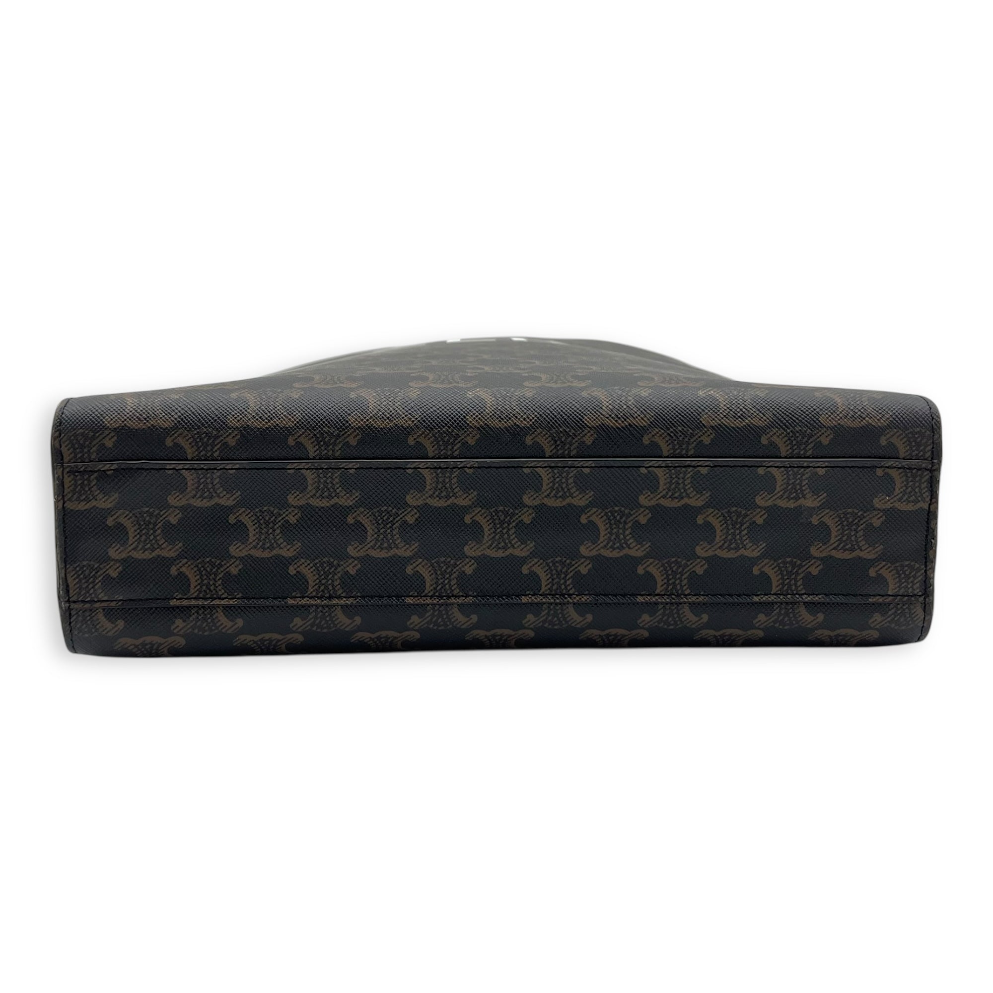 Cabas Top Handle Bag Brown in Coated Canvas, Gold hardware