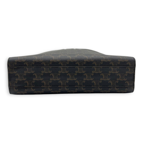 Cabas Top Handle Bag Brown in Coated Canvas, Gold hardware