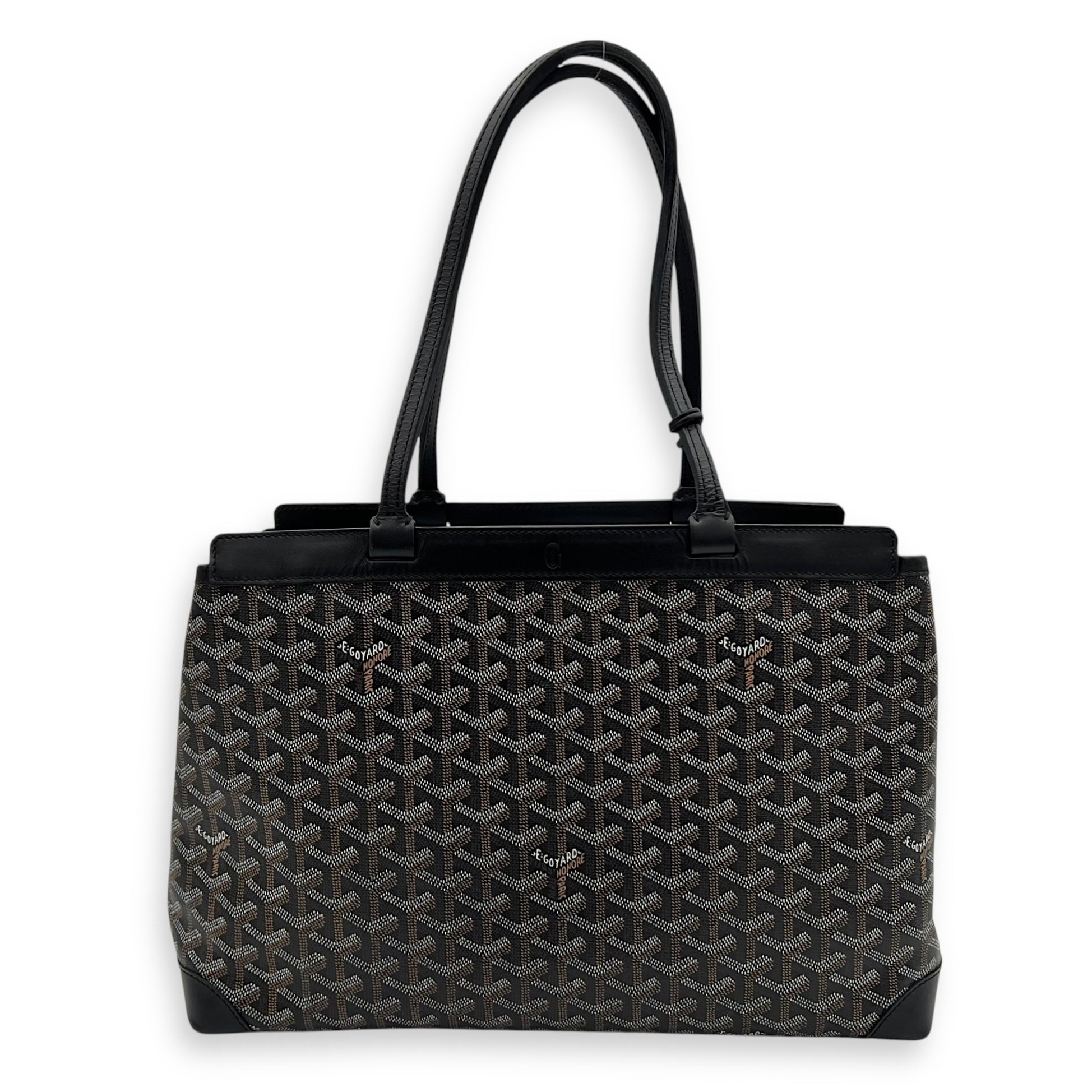 Bellechasse Tote Bag PM Black in Coated Canvas, Silver hardware