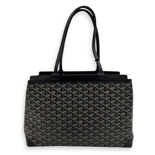 Bellechasse Tote Bag PM Black in Coated Canvas, Silver hardware