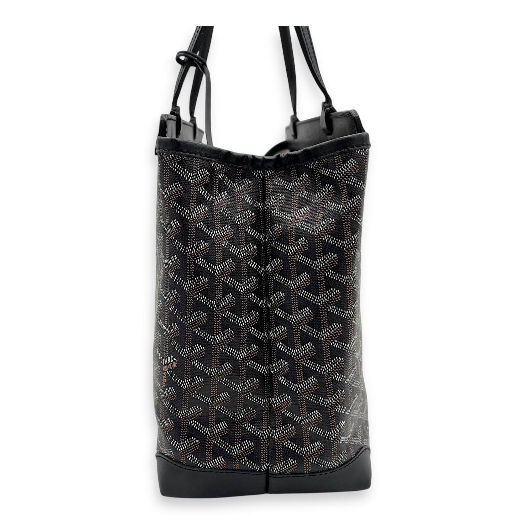 Bellechasse Tote Bag PM Black in Coated Canvas, Silver hardware