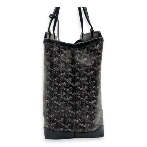 Bellechasse Tote Bag PM Black in Coated Canvas, Silver hardware