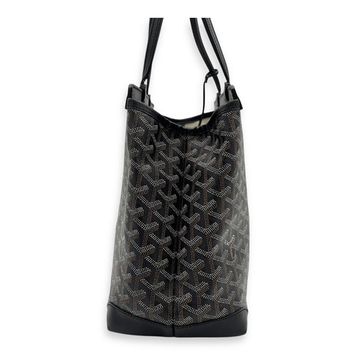 Bellechasse Tote Bag PM Black in Coated Canvas, Silver hardware