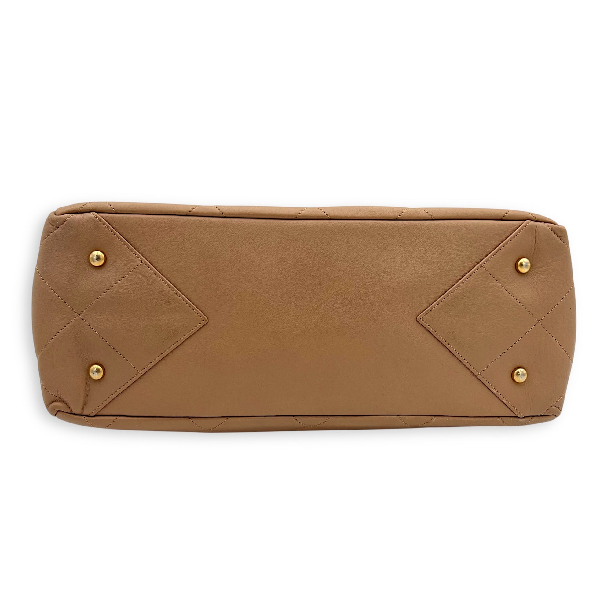CC Tote Bag Beige in Calfskin, Gold hardware