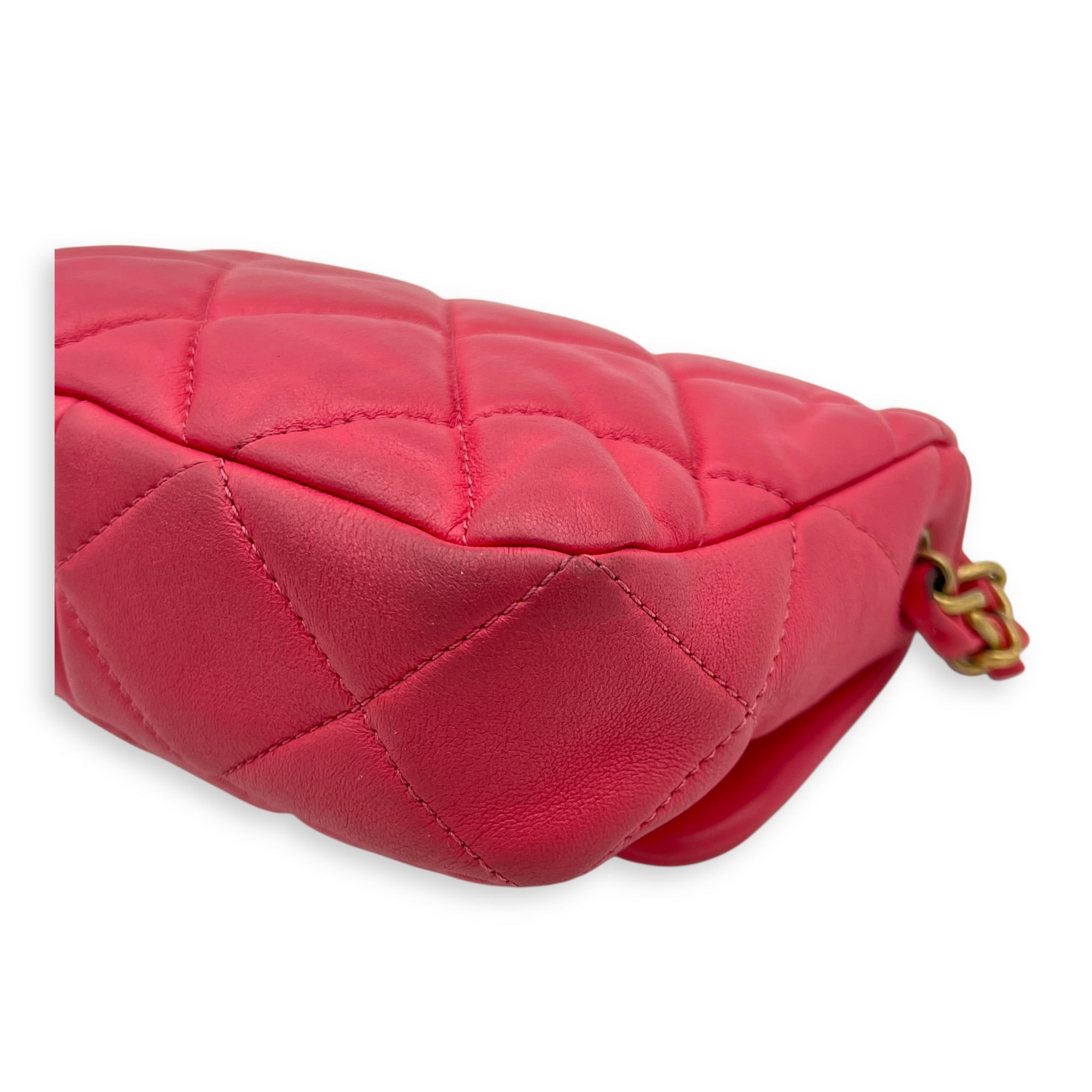 Heart Mini Square Shoulder Bag Pink in Lambskin, Gold hardware