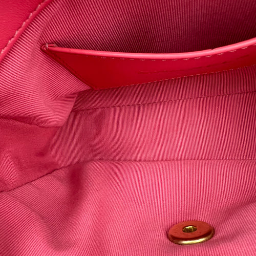 Heart Mini Square Shoulder Bag Pink in Lambskin, Gold hardware