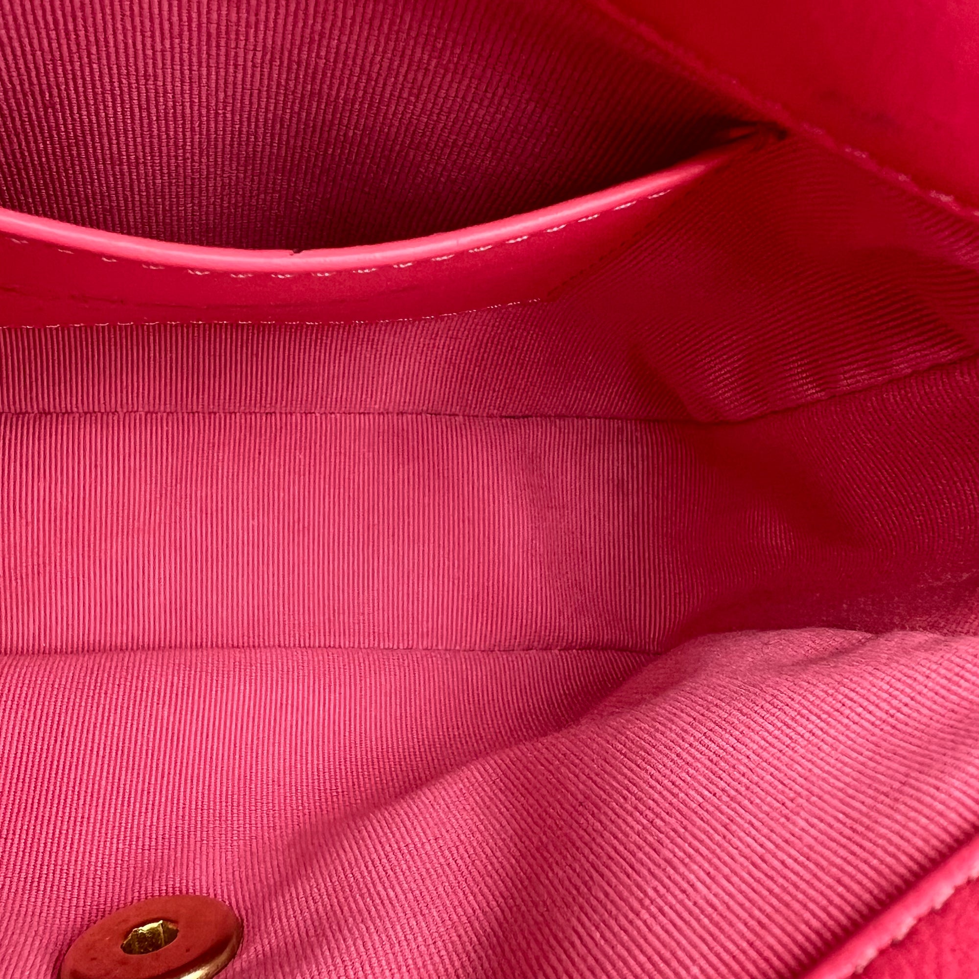 Heart Mini Square Shoulder Bag Pink in Lambskin, Gold hardware