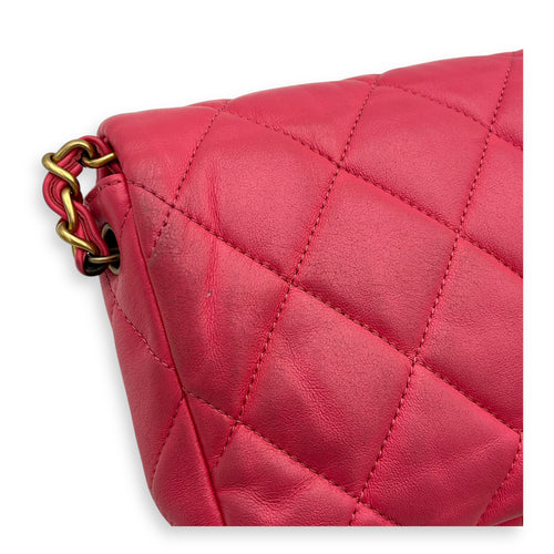 Heart Mini Square Shoulder Bag Pink in Lambskin, Gold hardware