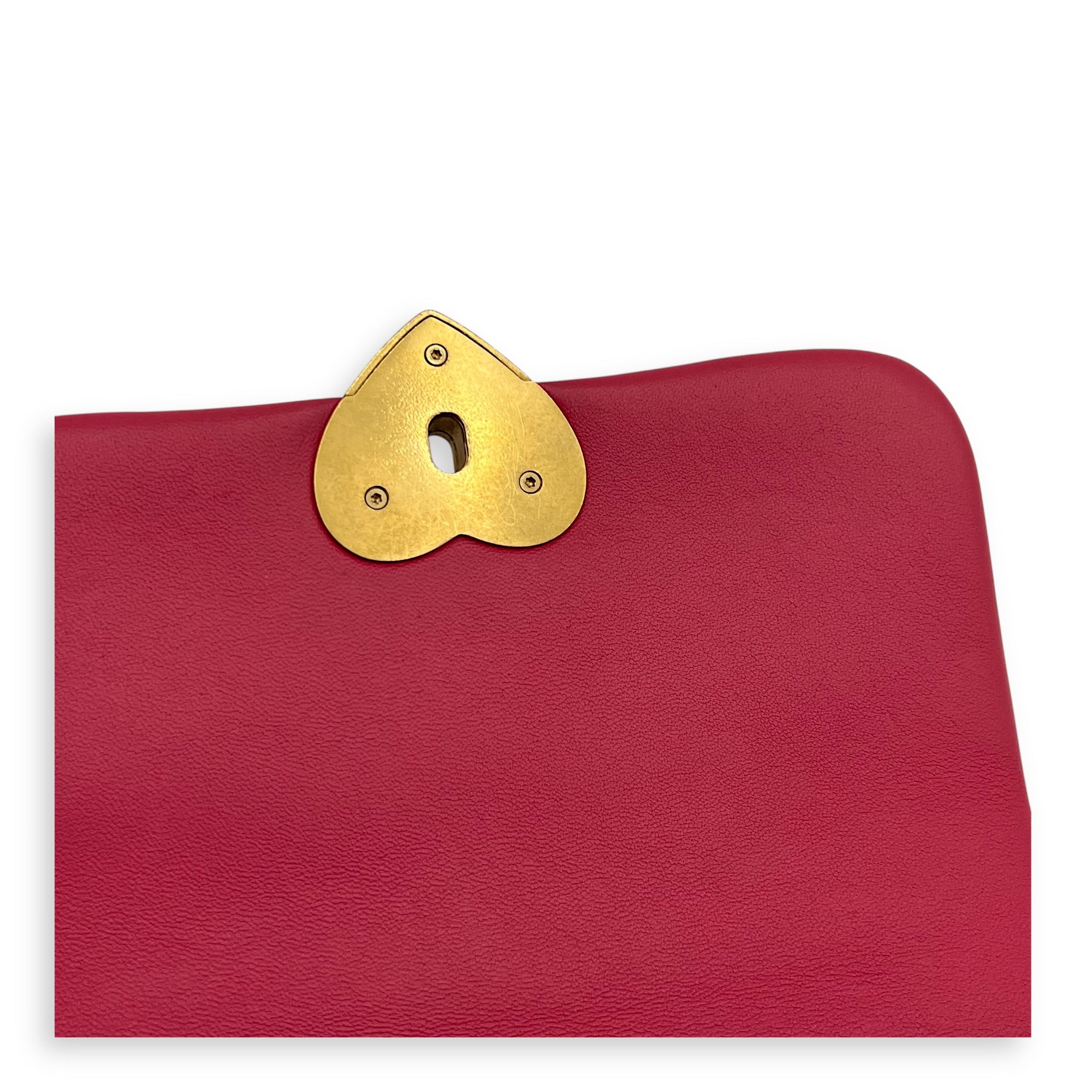Heart Mini Square Shoulder Bag Pink in Lambskin, Gold hardware