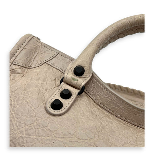 City Top Handle Bag Small Beige in Lambskin, Gunmetal hardware