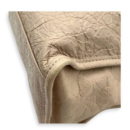 City Top Handle Bag Small Beige in Lambskin, Gunmetal hardware