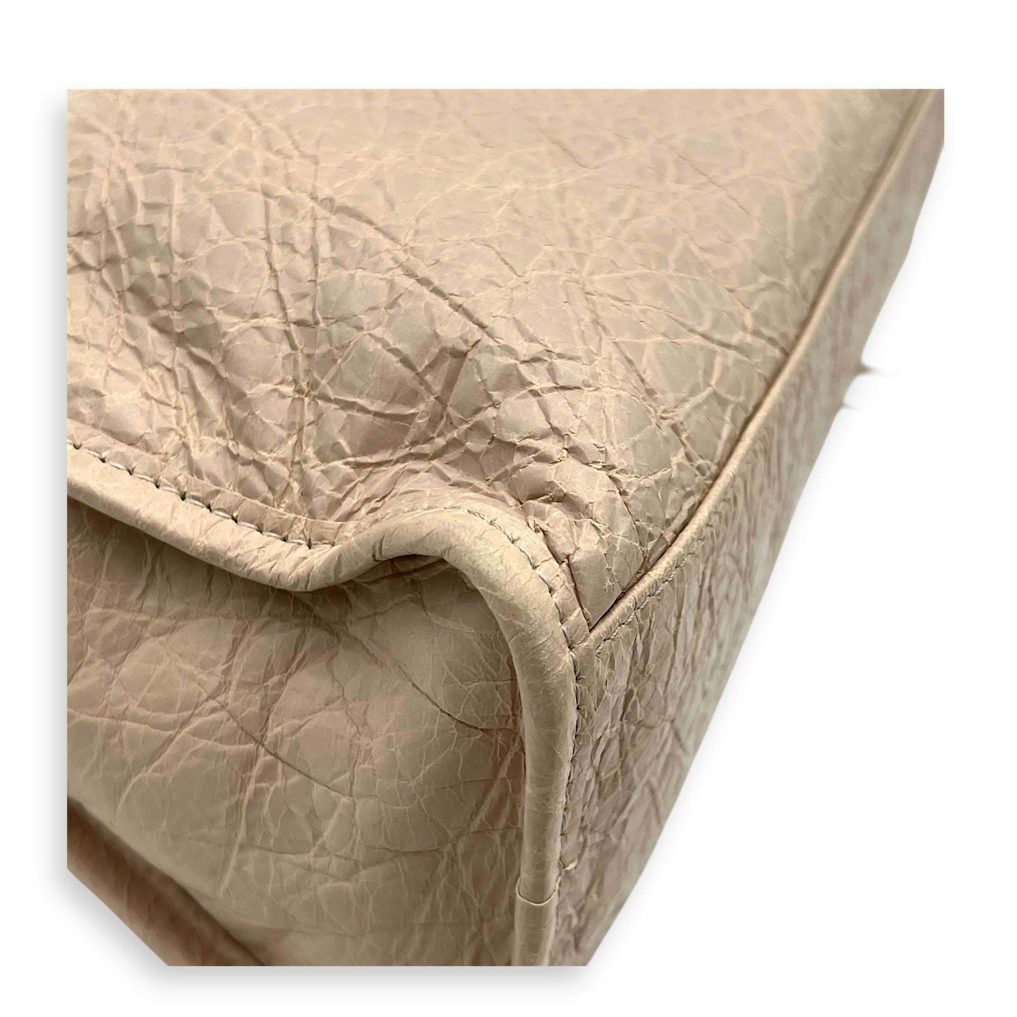 City Top Handle Bag Small Beige in Lambskin, Gunmetal hardware