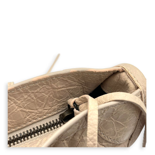 City Top Handle Bag Small Beige in Lambskin, Gunmetal hardware