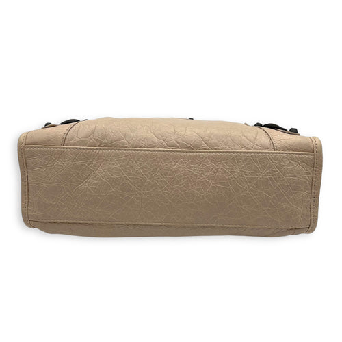 City Top Handle Bag Small Beige in Lambskin, Gunmetal hardware