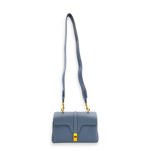 16 Shoulder Bag Blue in Calfskin, Gold hardware