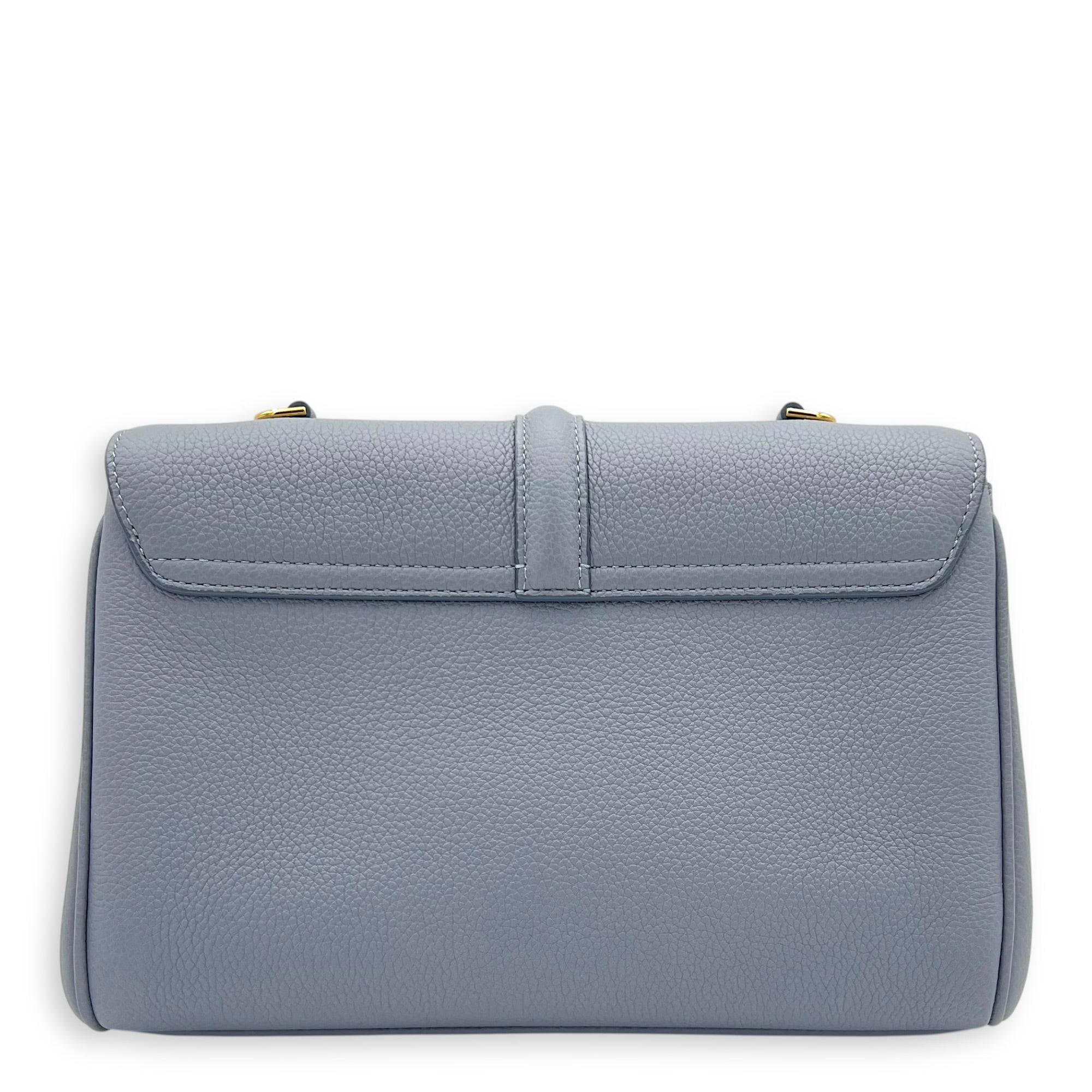 16 Shoulder Bag Blue in Calfskin, Gold hardware