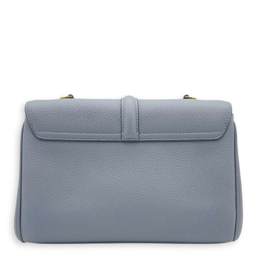 16 Shoulder Bag Blue in Calfskin, Gold hardware