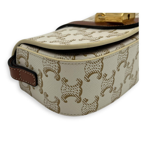 Tabou Shoulder Bag White in Coated Canvas, Gold hardware