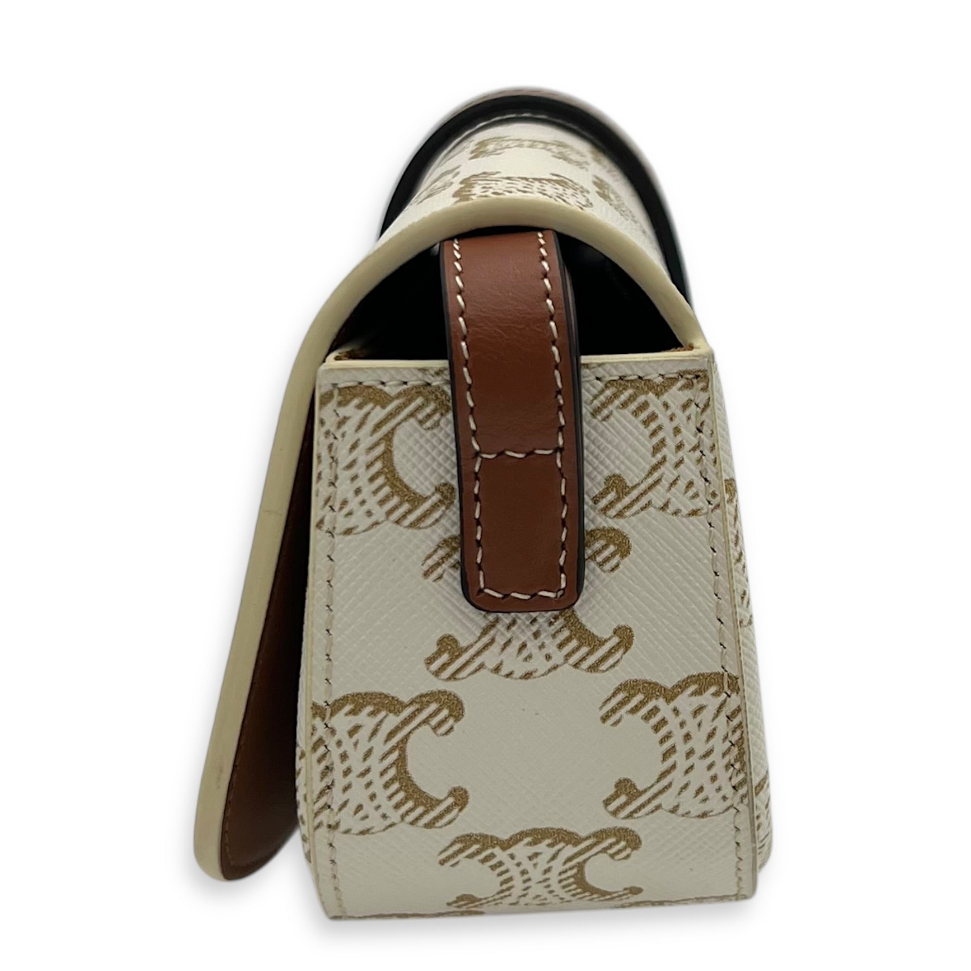 Tabou Shoulder Bag White in Coated Canvas, Gold hardware