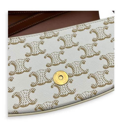 Tabou Shoulder Bag White in Coated Canvas, Gold hardware