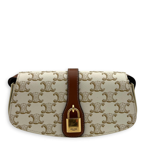 Tabou Shoulder Bag White in Coated Canvas, Gold hardware