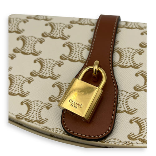 Tabou Shoulder Bag White in Coated Canvas, Gold hardware