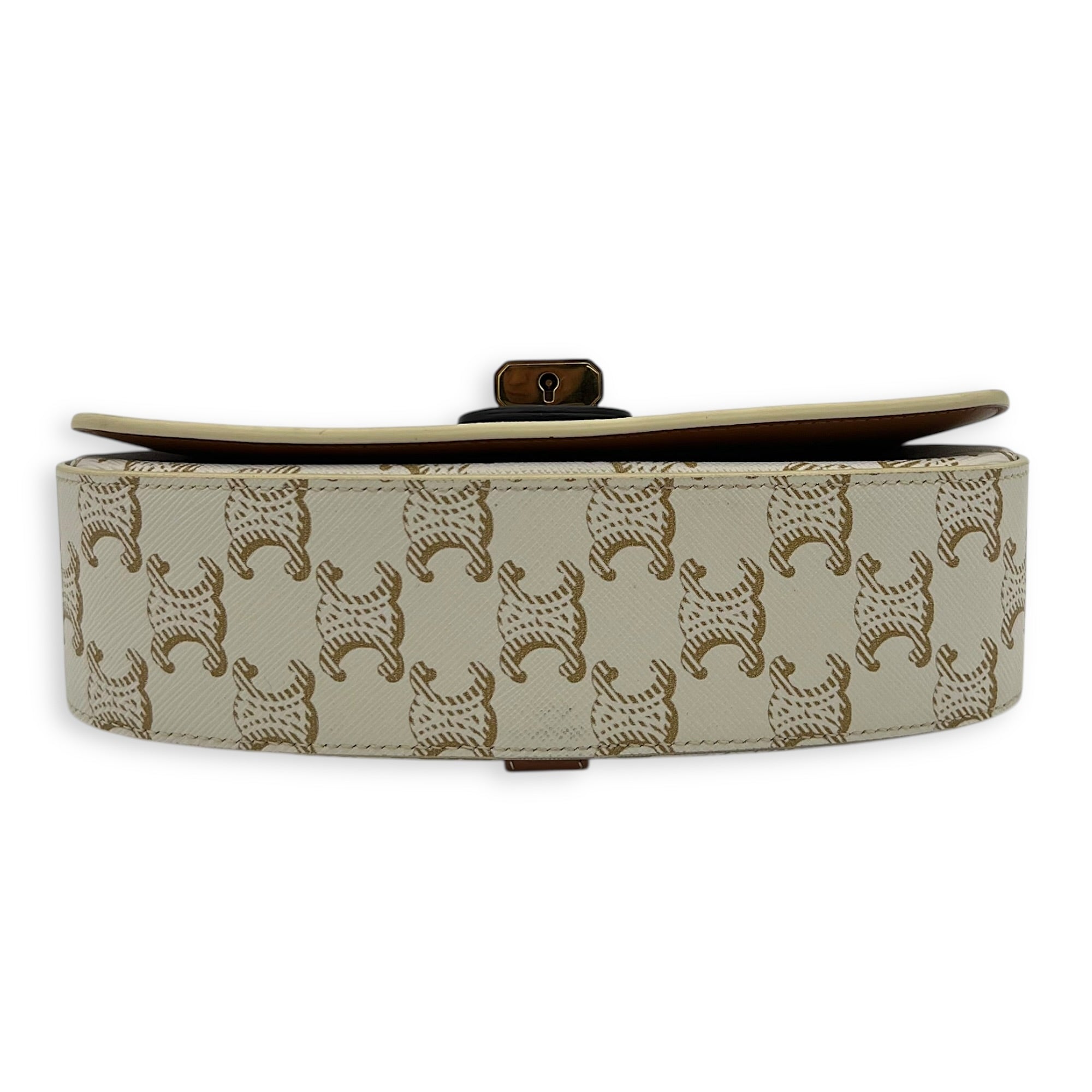 Tabou Shoulder Bag White in Coated Canvas, Gold hardware