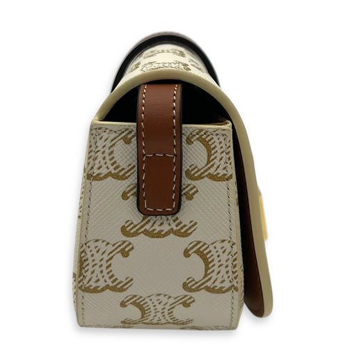 Tabou Shoulder Bag White in Coated Canvas, Gold hardware
